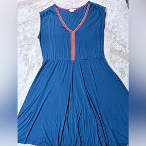 Boden Navy Embroidered V-Neck Dress 16L